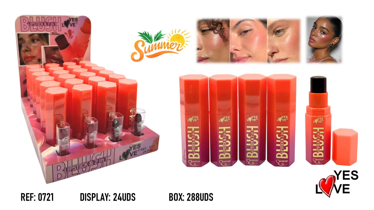 COLORETE Y LABIAL TRANSLUCIDO JUGOSO PARA LABIOS Y MEJILLAS