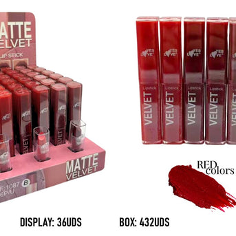 MATTE VELVET BARRA DE LABIOS ROJOS