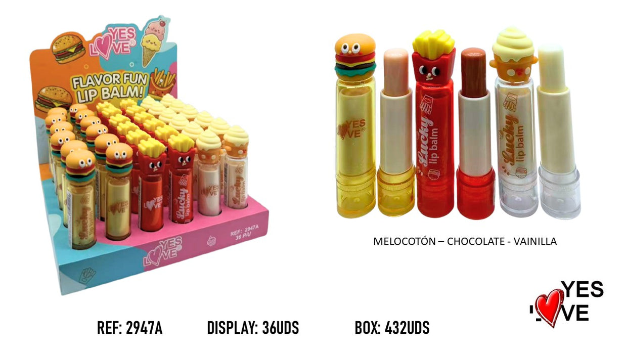 BALSAMO LABIAL FORMATO FLAVOUR BURGERS FRIES ICE