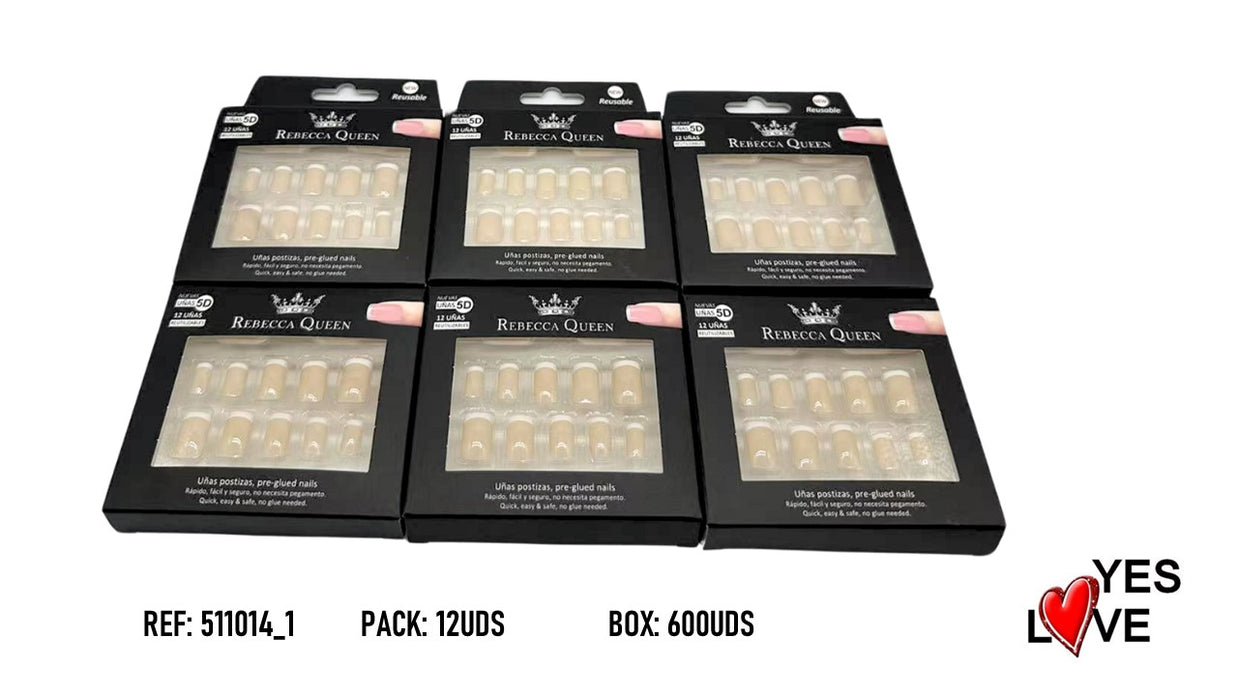 Rebecca Queen Press-On Nails, Beige French Manicure