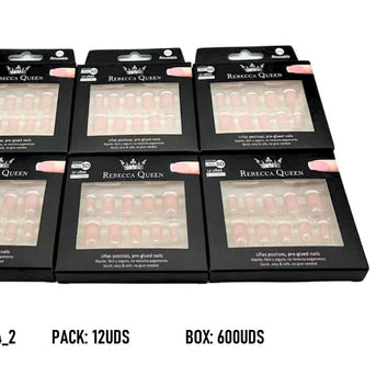 UÑAS POSTIZAS REBECCA QUEEN PRESS ON MANICURA FRANCESA ROSITA