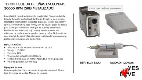 TORNO PULIDOR 30000 RPM GRIS METALIZADO