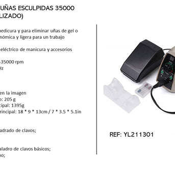 TORNO PULIDOR UÑAS ESCULPIDAS 35000 RPM BLANCA
