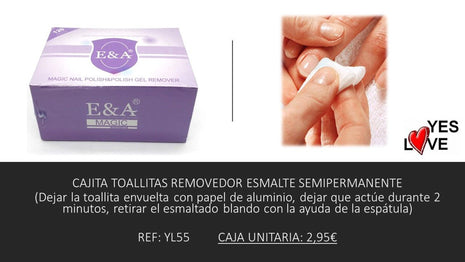 CAJITA TOALLITAS REMOVEDOR QUITAESMALTE
