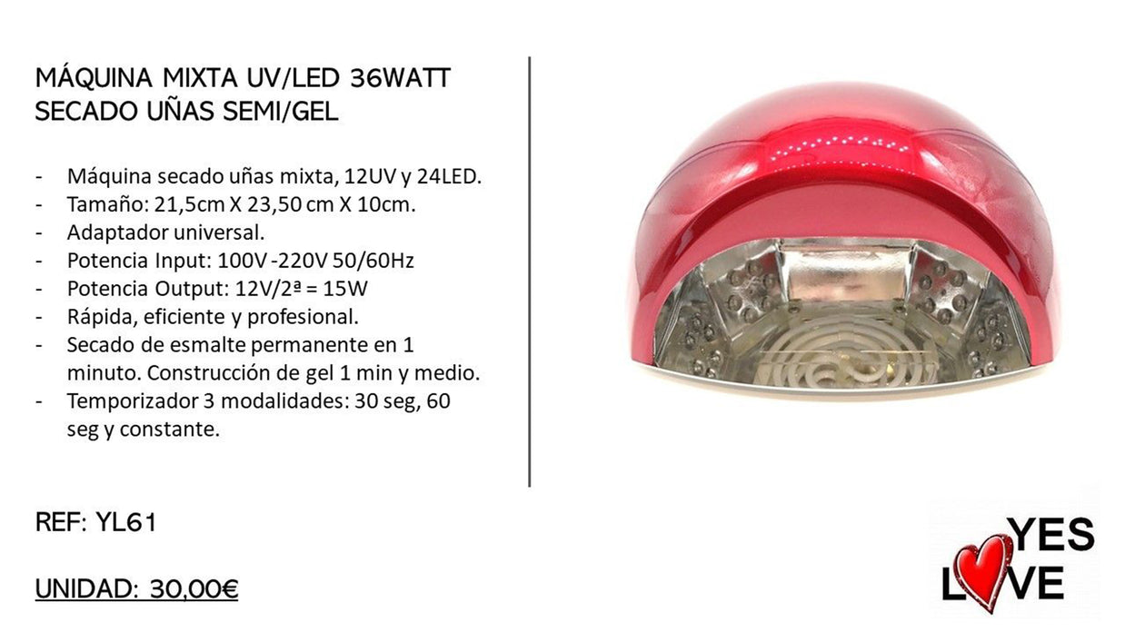 MÁQUINA MIXTA UV/LED SECADO UÑAS GEL